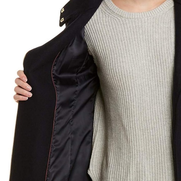 NWTS**Cole Haan Midnight Blue Wool Blend Asymmetrical Walker Coat Size 2 Petite - Picture 5 of 14